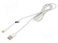 Cable; USB 2.0; USB A plug,USB C plug; 1.5m; white; 480Mbps; 60W LOGILINK CU0322