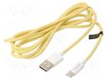 Cable; USB 2.0; USB A plug,USB C plug; 1.5m; yellow; 480Mbps; 60W LOGILINK CU0334