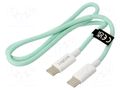 Cable; USB 2.0; USB C plug,both sides; 500mm; green; 480Mbps; 60W LOGILINK CU0346