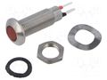 Indicator: LED; flat; red; 5÷6VDC; Ø8.1mm; IP67; connectors MARL 524-501-20