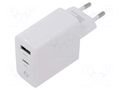 Power supply: switching; mains,plug-in; 5VDC,; 3A; 45W; white; GaN GEMBIRD TAUCPDQC45LW01