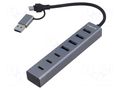 Hub USB; USB 3.0; grey; Number of ports: 8; aluminium LOGILINK UA0442