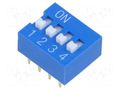 Switch: DIP-SWITCH; Poles number: 4; OFF-ON; 0.025A/24VDC; Pos: 2 Same Sky DS01C254S04BE