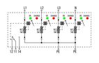Viršįtampių ribotuvas, Žemos įtampos, su nuotoliniu kontaktu, TN-C-S, TN-S VPU I 4 R 280V/12,5KA 1352190000 4050118158069
