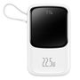 Baseus Qpow Digital Display powerbank with fast charging 10000mAh 22.5W QC/PD/SCP/FCP with built-in USB-C cable white, Baseus 6932172620615 6932172620615