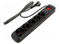 Plug socket strip: protective; Sockets: 5; 250VAC; 10A; black ARCON R5-1.5M-CZ