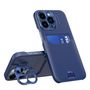 Leather Stand Case for iPhone 14 Pro Max cover card wallet with stand blue, Hurtel 5907769350580 5907769350580