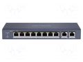 Switch PoE Ethernet; unmanaged; Number of ports: 10; 48VDC; DS-3E HIKVISION 6941264044413
