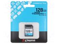 Memory card; microSD; R: 200MB/s; W: 100MB/s; Class 10 UHS I U3 KINGSTON TECHNOLOGY SDG4/128GB