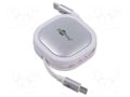 Cable; USB 2.0,rolled; USB C plug,both sides; 1m; white,silver GOOBAY GOOBAY-77425