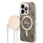 Set Guess GUBPP14LH4EACSW Case+ Charger iPhone 14 Pro 6.1" brown/brown hard case 4G Print MagSafe, Guess 3666339102913