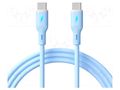 Cable; USB 2.0; USB C plug,both sides; nickel plated; 1m; blue; Cu AKYGA AK-USB-68