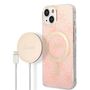Set Guess GUBPP14SH4EACSP Case+ Charger iPhone 14 6.1" pink/pink hard case 4G Print MagSafe, Guess 3666339103040