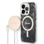 Set Guess GUBPP14XHMEACSK Case+ Charger iPhone 14 Pro Max 6.7" black/black hard case Marble MagSafe, Guess 3666339103149
