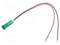 Indicator: LED; flat; green; Ø8mm; QS; cables; 200mm; plastic; 24VDC APEM QS83XXG24