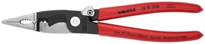 KNIPEX 13 91 200 Pliers for Electrical Installation plastic coated black atramentized 200 mm 13 91 200