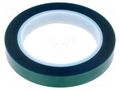 Tape: electrical insulating; W: 15mm; L: 66m; Thk: 0.06mm; green IPT 3101-15MM-66M