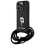 Karl Lagerfeld Crossbody Saffiano Monogram Metal Pin Karl &amp; Choupette Case for iPhone 15 Pro - Black, Karl Lagerfeld 3666339165895 3666339165895