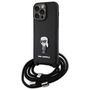 Karl Lagerfeld Crossbody Saffiano Monogram Metal Pin Karl &amp; Choupette Case for iPhone 15 Pro Max - Black, Karl Lagerfeld 3666339165901 3666339165901
