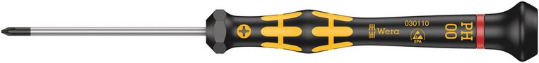 1550 PH ESD Kraftform Micro screwdriver for Phillips screws, PH 00x60, Wera 05030110001