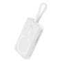 Baseus Magnetic Mini MagSafe 10000mAh 20W powerbank with built-in Lightning cable - white + Baseus Simple Series USB-C - USB-C 60W 0.3m cable, Baseus 6932172642693