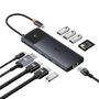 USB HUB 11in1 Baseus Metal Gleam Series II USB-A/USB-C PD/HDMI/DP/RJ45/SD/TF - black, Baseus 6932172643300 6932172643300