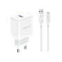 Dudao A20EU USB-A 18W network charger - white + USB-A - micro USB cable, Dudao 6976625332014 6976625332014