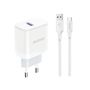 Dudao A20EU USB-A 18W network charger - white + USB-A - USB-C cable, Dudao 6976625332007 6976625332007