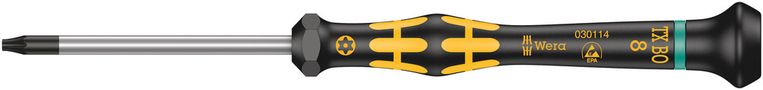 1567 TORX® BO ESD Kraftform Micro screwdriver for tamper-proof TORX® screws, TX 8 BOx60, Wera 05030114001
