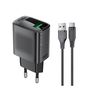 Acefast A90 GaN USB-A QC 18W Charger - Black + USB-A / USB-C Cable, Acefast A90_SET A90_SET