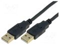 Cable; USB 2.0; USB A plug,both sides; gold-plated; 1.8m; black VCOM CU203G-B-018-PB