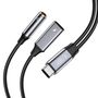 Tech-Protect UltraBoost USB-C (male) PD 60W 6A / mini jack 3.5mm (female) - USB-C (female) - black, Tech-Protect 5906203695850