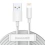 Baseus Simple Wisdom Data Cable Kit USB to Lightning 2.4A (2PCS/Set）1.5m White, Baseus TZCALZJ-02