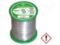 Tin; lead free; Sn99,3Cu0,7; 0.5mm; 0.25kg; reel; 220°C; Flux: SW26 BROQUETAS ECO1-05/025H