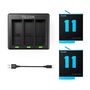 Telesin 3-slot charger + 2 batteries for GoPro Hero 12 / Hero 11 / Hero 10 / Hero 9, Telesin GP-BTR-903