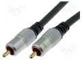 Cable; RCA plug,both sides; 5m; Plating: gold-plated; black PROLINK TCV3010-5.0