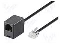 Cable: telephone; RJ11 socket,RJ11 plug; 10m; black GOOBAY TEL-RJ11-PS-BK/10