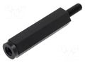 Screwed spacer sleeve; hexagonal; polyamide; M3; M3; L: 10mm; black DREMEC TFM-M3X10/DR285
