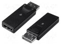 Adapter; DisplayPort plug,HDMI socket; DisplayPort 1.1a; black DIGITUS AK-340602-000-S