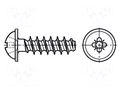 Screw; for plastic; 5x12; Head: button; Pozidriv; PZ2; zinc BOSSARD B5X12/BN20092