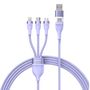 3in1 USB cable Baseus Flash Series 2, USB-C + micro USB + Lightning, 100W, 1.2m (purple), Baseus CASS030105