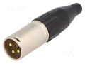 Connector: XLR; plug; male; AC; 15A; 133V; PIN: 3; IP40; straight AMPHENOL AC3MMJ-AU
