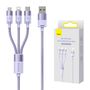 3in1 USB cable Baseus StarSpeed Series, USB-C + Micro + Lightning 3,5A, 1.2m (Purple), Baseus CAXS000005