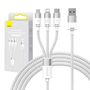 3in1 USB cable Baseus StarSpeed Series, USB-C + Micro + Lightning 3,5A, 1.2m (White), Baseus CAXS000002