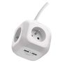Extension power adaptor cube 1.9 m / 4 sockets / white / PVC / with USB / 1 mm2, EMOS P04119U 8592920067642
