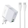 Wall charger LDNIO A2620C USB, USB-C 65W + USB-C - USB-C cable, LDNIO A2620C type C to typ