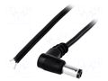 Cable; 2x0.5mm2; wires,DC 5,5/2,1 plug; angled; black; 3m BQ CABLE DC.CAB.2201.0300