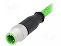 Connector: M12; plug; male; PIN: 4; straight; D code-Ethernet; 1.5m HARTING 21349200405015