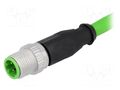 Connector: M12; plug; male; PIN: 4; straight; D code-Ethernet; 5m HARTING 21349200405050