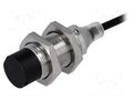 Sensor: inductive; OUT: PNP / NO; 0÷10mm; 10÷30VDC; M18; 2m; IP67 OMRON E2BM18KN10WPB12M